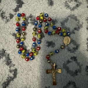 Colorful Beaded Rosary with Gold Cross